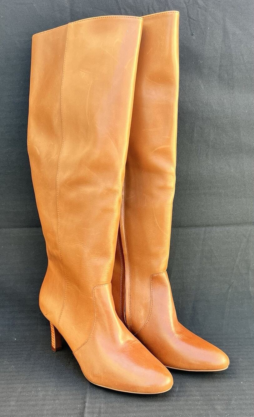 LAUREN RALPH LAUREN Caelynn Burnished Riding Leather Boots Women's Size 7.5 US